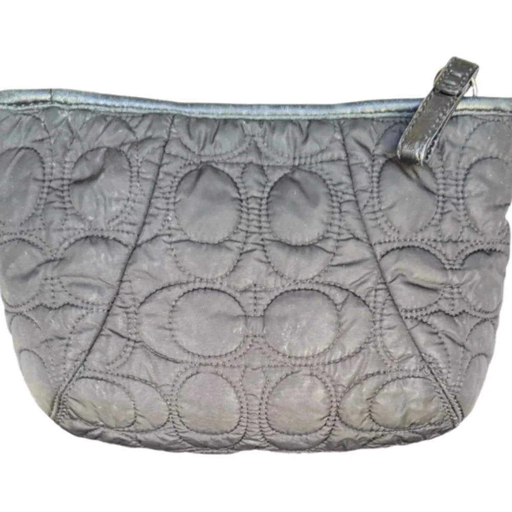 Coach Black Quilted Nylon Logo Makeup Bag